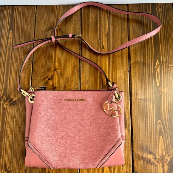 Michael Kors Nicole Triple Compartment Crossbody Handbag Purse - Pink - Picture 1 of 5